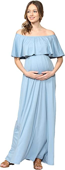 Maternity Dress Off Shoulder Maxi Pregnant Women Baby Shower Photoshoot | Amazon (US)