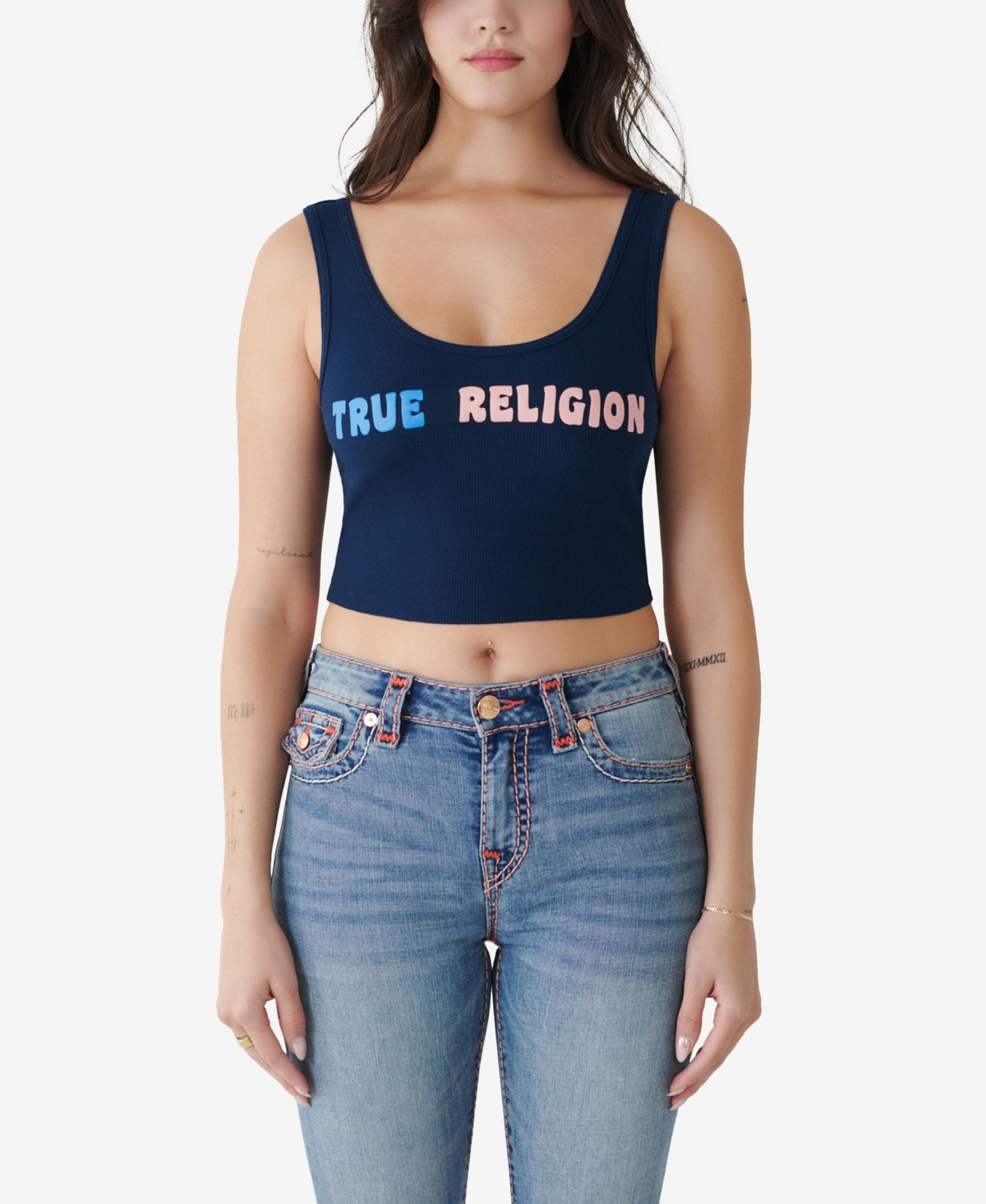 True Religion Women's Cut Hem Scoop Neck Cropped Tank | Macys (US)