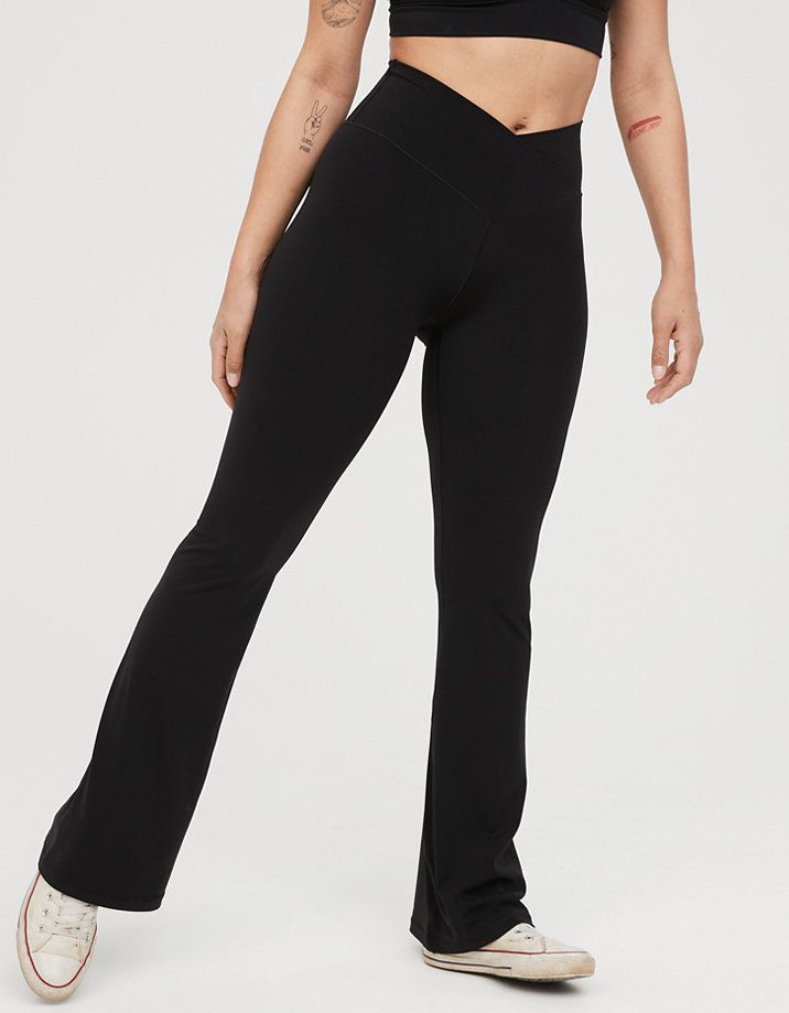 OFFLINE By Aerie Real Me High Waisted Crossover Flare Legging | American Eagle Outfitters (US & CA)