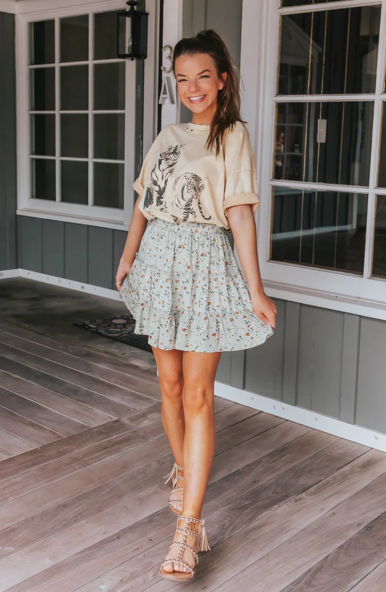 Day Date Floral Tiered Ruffle Skirt- 2 colors | Apricot Lane Boutique