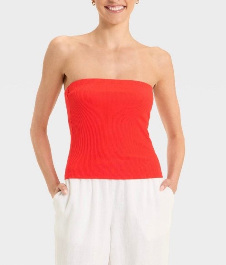 Red tube top. 
Size medium 

#LTKPetite #LTKSeasonal #LTKMidsize