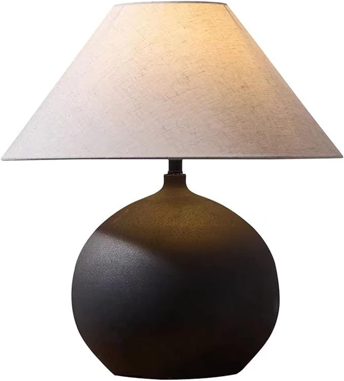 PURESILKS Rustic Black Ceramic Table Lamp, Southwestern Style Handmade Table Lamp, Minimalist Tab... | Amazon (US)