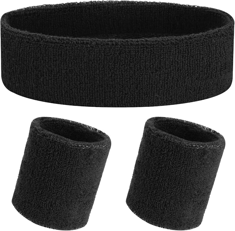Yolev 3Pieces Sweatband Set, Sports Headband and Wristbands, Set of 1 Headband and 2 Wristbands, ... | Amazon (US)