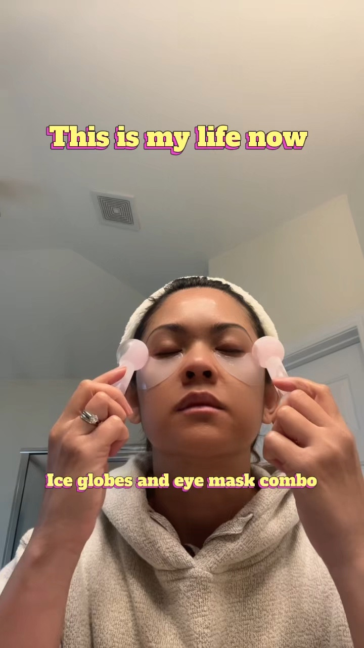 Ice globes in the freezer and Korean caffeine + hyaluronic+ nyacinamide eye mask combo to help depuff and brighten my under-eyes before I apply makeup. This way, I can achieve a fresh, youthful look.

#LTKmorningroutine #LTKdayinmylife #LTKmomlife
