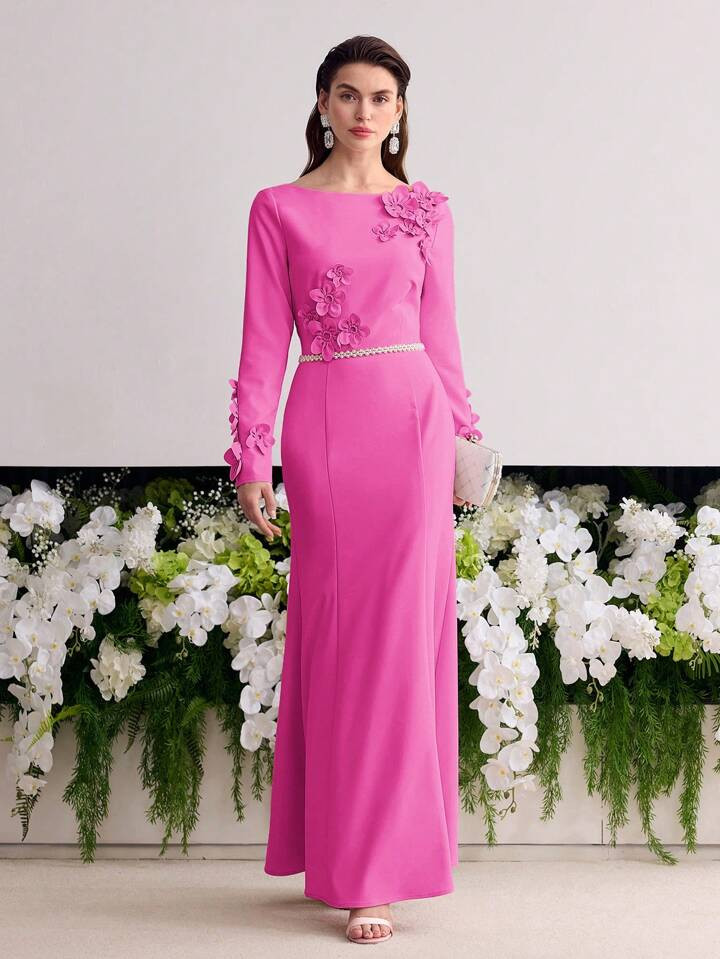 MOTF Soiréza STEREO FLORAL BIAS CUT DRESS | SHEIN