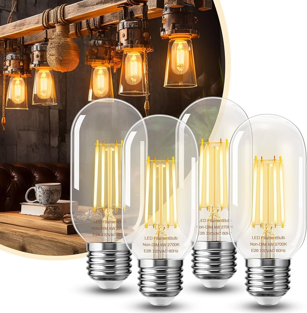 DORESshop 4 Pack LED Edison Bulbs, 4W Edison Light Bulbs, Antique LED Filament Bulbs 40W Equivale... | Amazon (US)