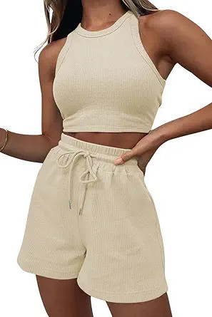 AUTOMET Womens 2 Piece Outfits Tracksuits Lounge Matching Sets Two Piece Linen Shorts Spring Tops... | Amazon (US)