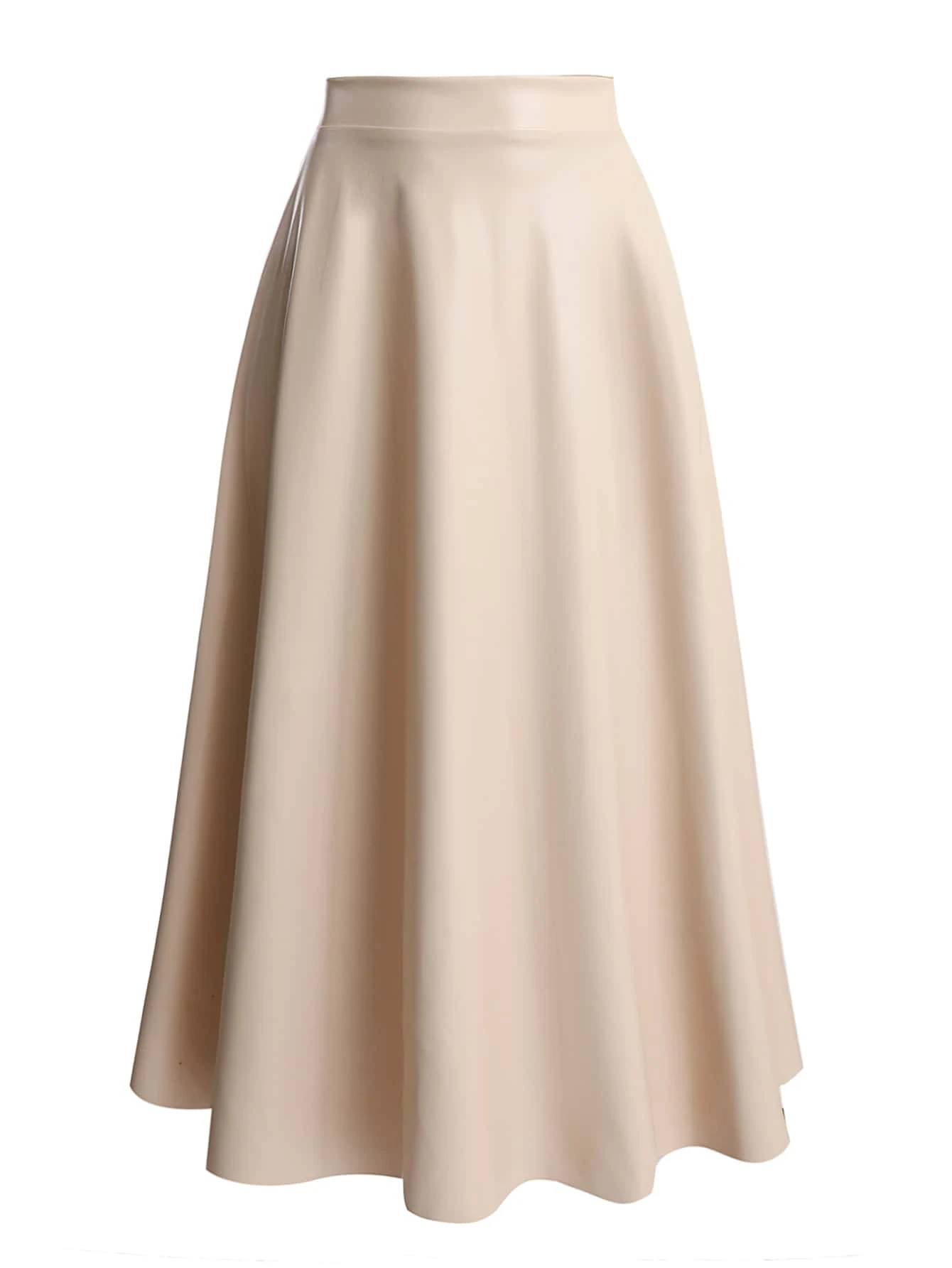 SHEIN LUNE Plus Solid PU Flare Skirt | SHEIN