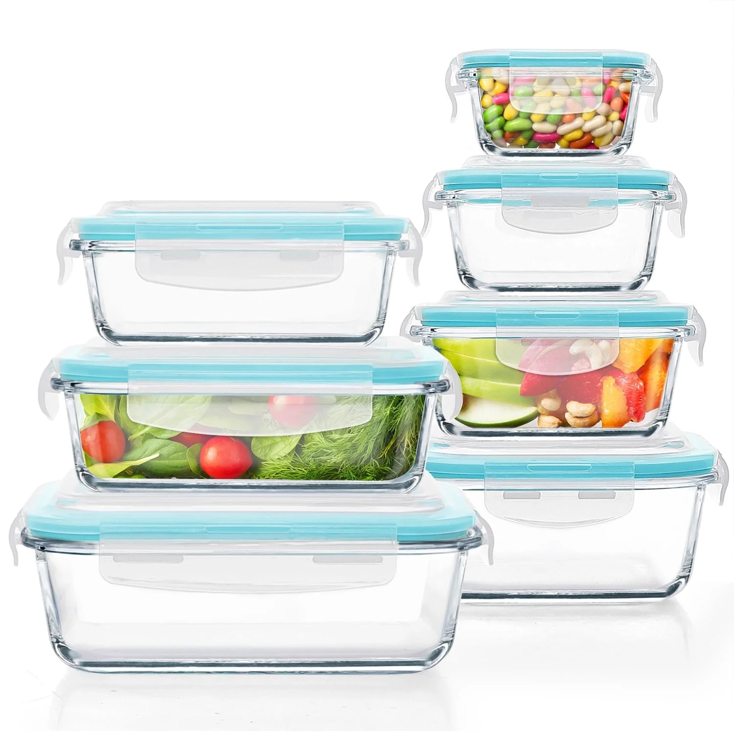 14 Pcs Glass Food Storage Containers, Meal Prep, Airtight Bento Boxes Lunch Box with Leak Proof L... | Walmart (US)