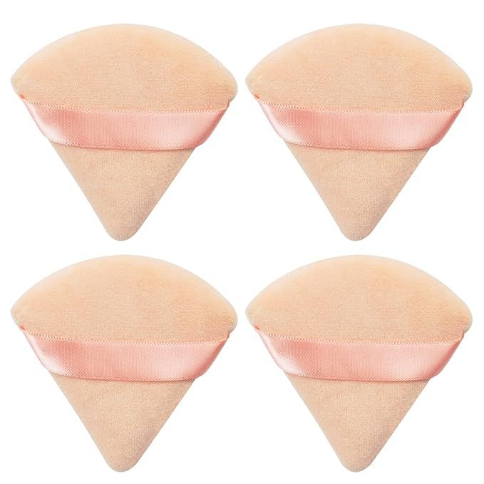 AMMON 4 Pieces Powder Puff, Triangle Soft Makeup Powder Puff, Face Makeup Sponge Puff Velour Make... | Amazon (US)
