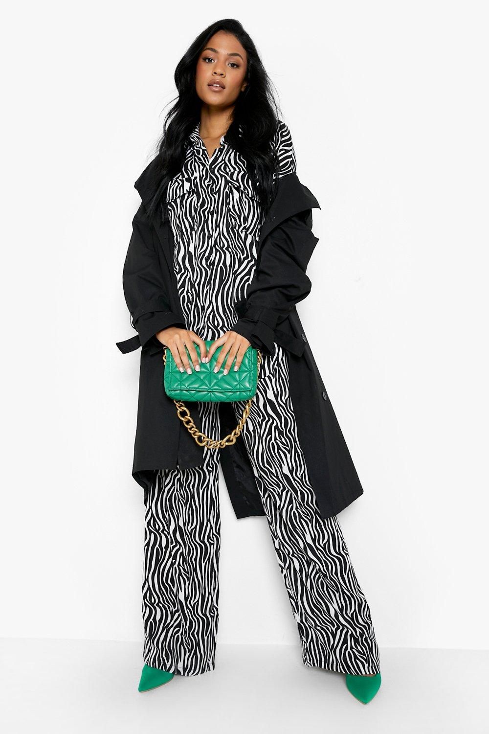 Tall Zebra Print Wide Leg Pants | Boohoo.com (US & CA)