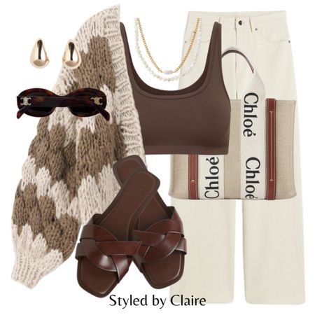 Chunky knit season🍄
Tags: kiwi cardigan beige neutral, brown H&M sandals, sport set crop top aritzia wide leg jeans cream adanola tote bag Chloe gold earrings Celine sunglasses. Fashion primavera inspo outfit ideas sandalias city break casual brunch everyday style 

#LTKstyletip #LTKshoecrush #LTKitbag