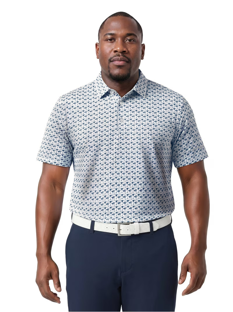 Ben Hogan Performance Men\u2019s & Big Men's All-Over Martini Print Short Sleeve Golf Polo Shirt,... | Walmart (US)