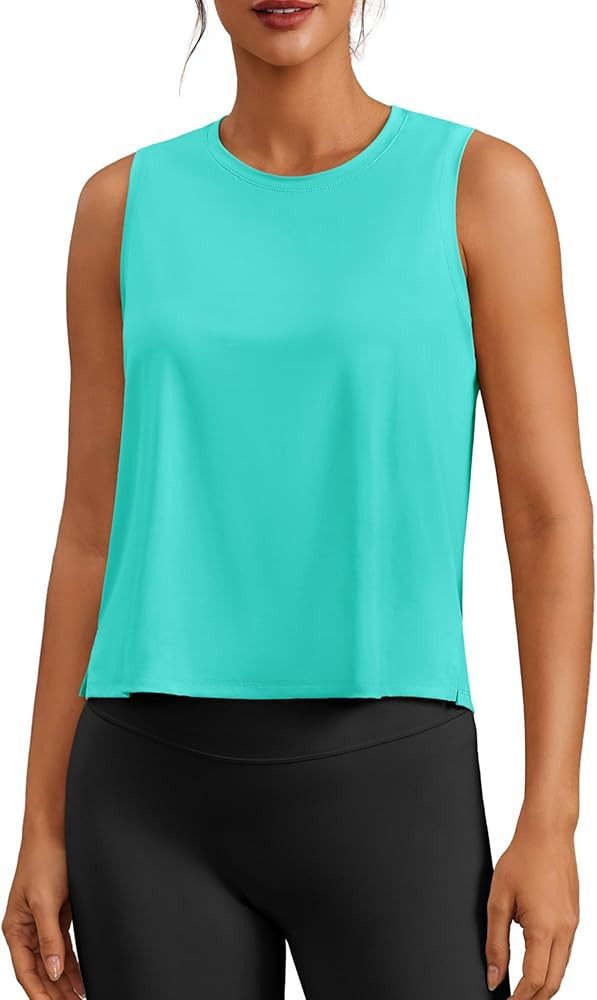 PINSPARK Ice Silk Workout Tank Tops for Women UPF50+ Quick Dry Cropped Tops for Gym Running Pilat... | Amazon (US)