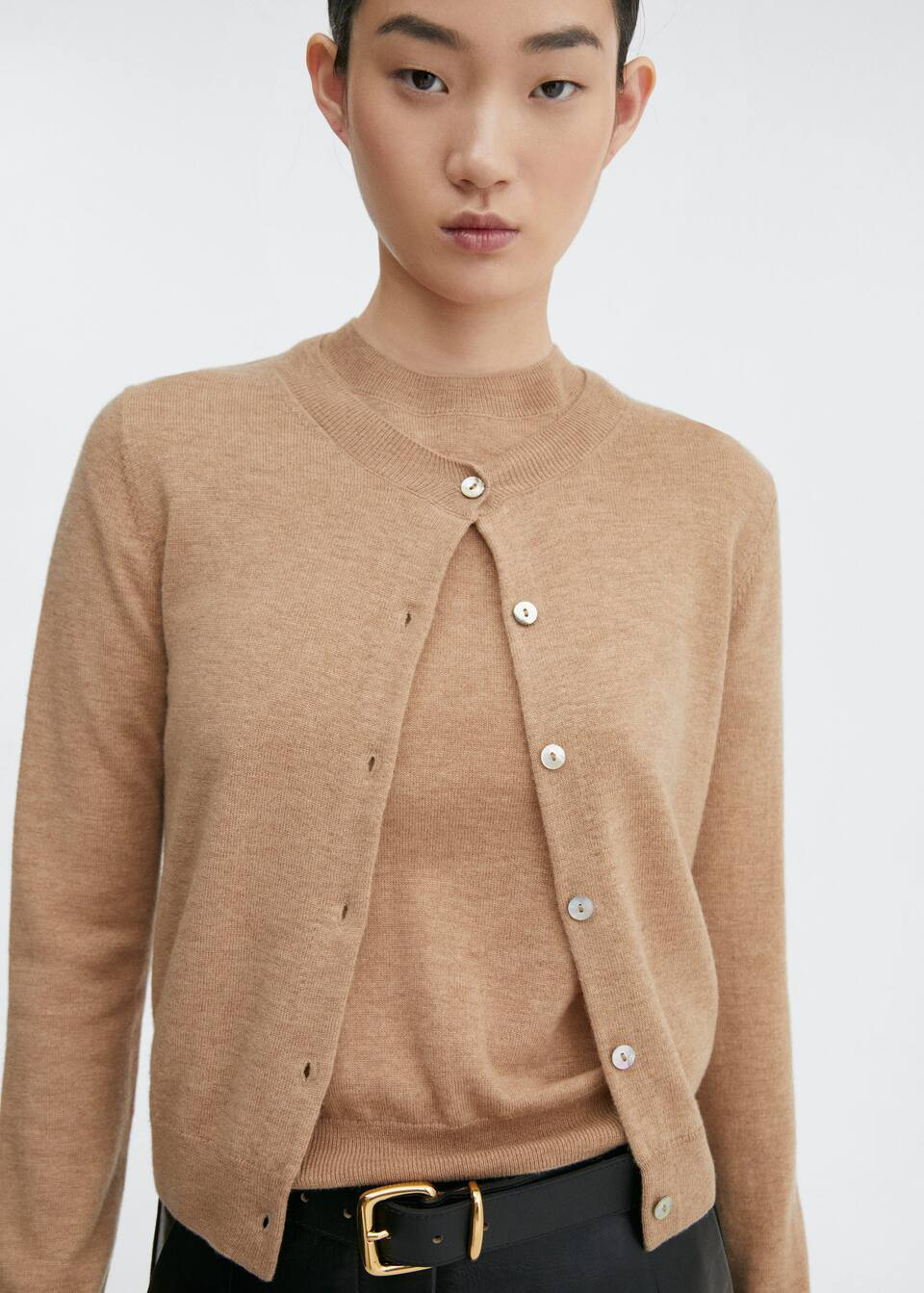 Round-neck wool cardigan -  Women | Mango USA | MANGO (US)