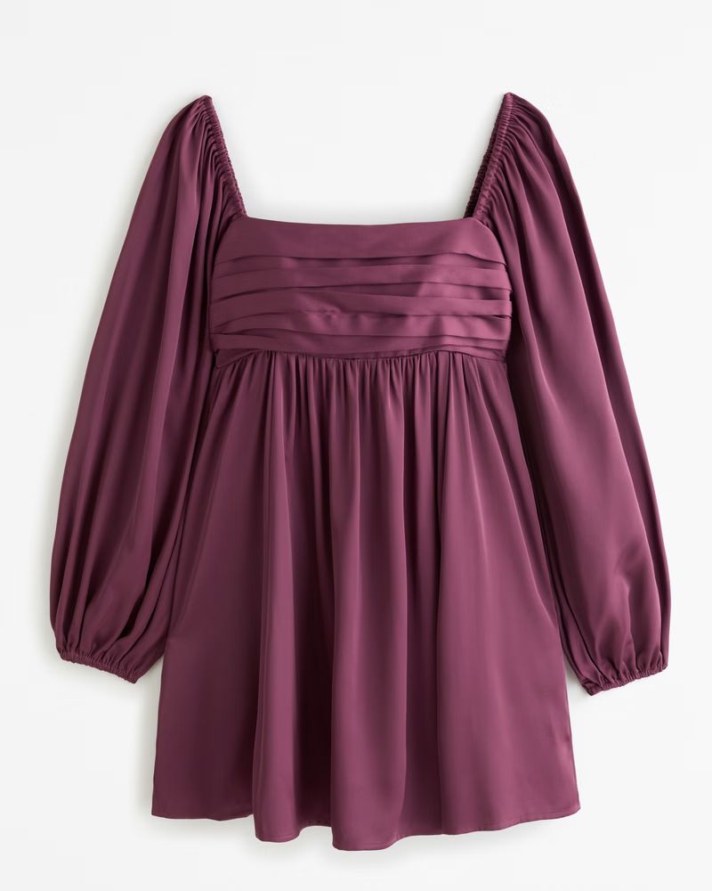Women's Emerson Satin Long-Sleeve Mini Dress | Women's New Arrivals | Abercrombie.com | Abercrombie & Fitch (US)