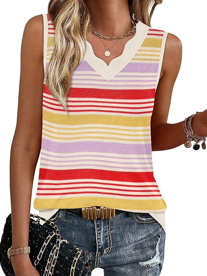 WIHOLL Womens V Neck Lightweight Sweaters Vest Dressy Casual Trendy Tank Tops All-Season Cozy Out... | Amazon (US)