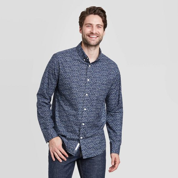Men's Standard Fit Stretch Poplin Long Sleeve Button-Down Shirt - Goodfellow & Co™ | Target