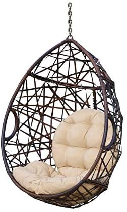 Christopher Knight Home 312592 Isaiah Indoor/Outdoor Wicker Tear Drop Hanging Chair (Stand Not In... | Amazon (US)
