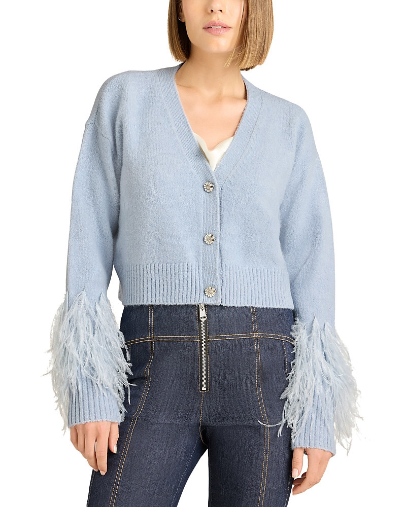 Cinq a Sept Bria Feather Trim Cardigan | Bloomingdale's (US)