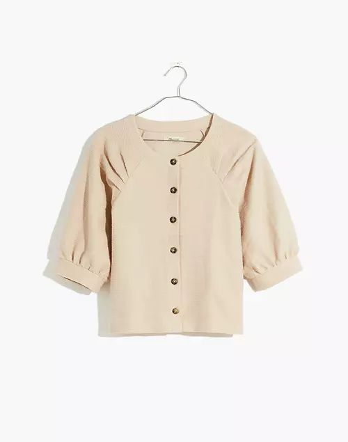 Ottoman Jacquard Pleat-Sleeve Button-Front Top | Madewell
