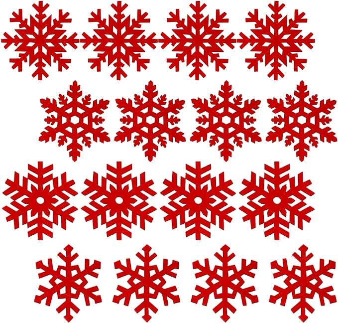 Whaline 16 Pack Snowflake Coasters, Red Christmas Cup Mats Wine Tea Coffee Mats Gift Box Decor fo... | Amazon (US)