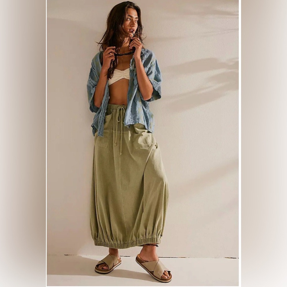 Free People Beach Olive Midi Skirt | Poshmark