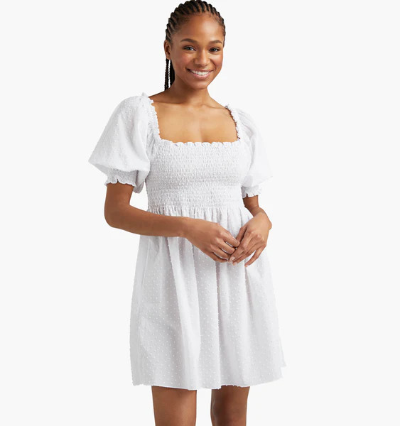 The Athena Nap Dress - White Swiss Dot | Hill House Home US