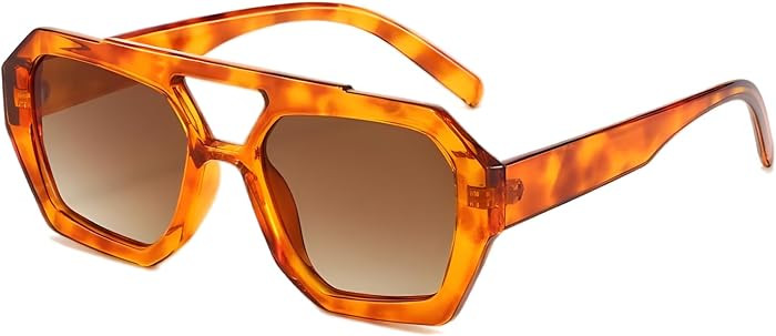 ADE WU Trendy Aviator Sunglasses for Women Men 70s Thick Square Aviators | Amazon (US)