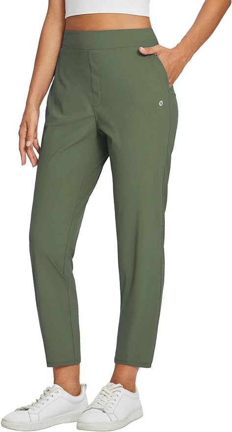 BALEAF Womens Travel Pants Lightweight Stretch with Zipper Pockets Petite Ankle Dressy Golf Work ... | Amazon (US)