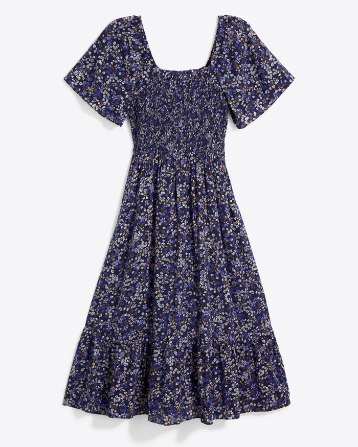 Deanna Smocked Dress in Navy Ribbon Floral | Draper James (US)