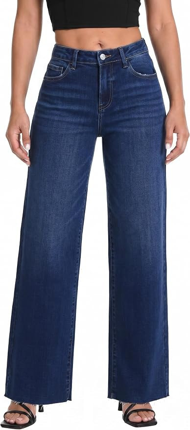ONESO Wide Leg Jeans for Women High Waisted Stretchy Baggy Denim Pants | BBL Jeans Women Trendy, ... | Amazon (US)