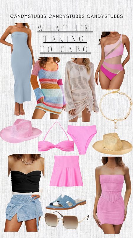 Cabo outfits. Vacation outfits. Beach looks. Amazon fashion. Victoria’s Secret. Bikini looks. Straw cowboy hats from Target. Beach coverups  

#LTKtravel #LTKswim #LTKfindsunder50