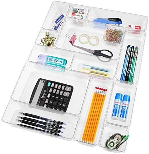 Clear Plastic Drawer Organizer Tray Acrylic Drawer Organizer 14 PCS Desk Drawer Organizer for K... | Amazon (US)