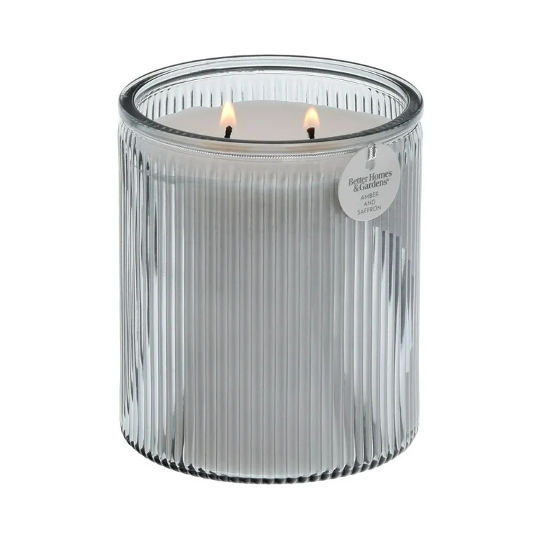 Better Homes & Gardens Amber and Saffron Scented 2-Wick 17.1oz Ribbed Jar Candle | Walmart (US)