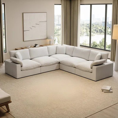 Upholstered 5 - Piece Cloud Sofa, Modular Sectional Sofa L-shaped Sofa for Living Room, Bedroom | Wayfair North America