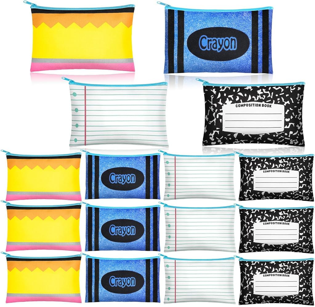 Demonwer 12 Pcs Back to School Gifts Pencil Case 4 Style Patterns Pencil Pouch Cute Pencil Box Pe... | Amazon (US)