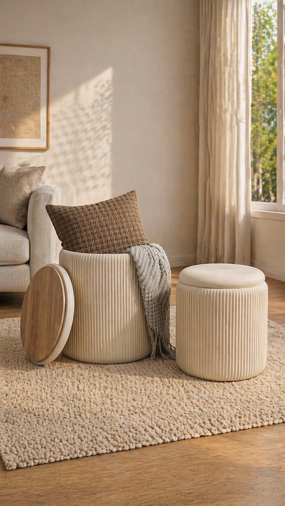 These storage ottomans are so chic! Plus, the lid has fabric and wood sides, so you can choose your look! 

#LTKHome