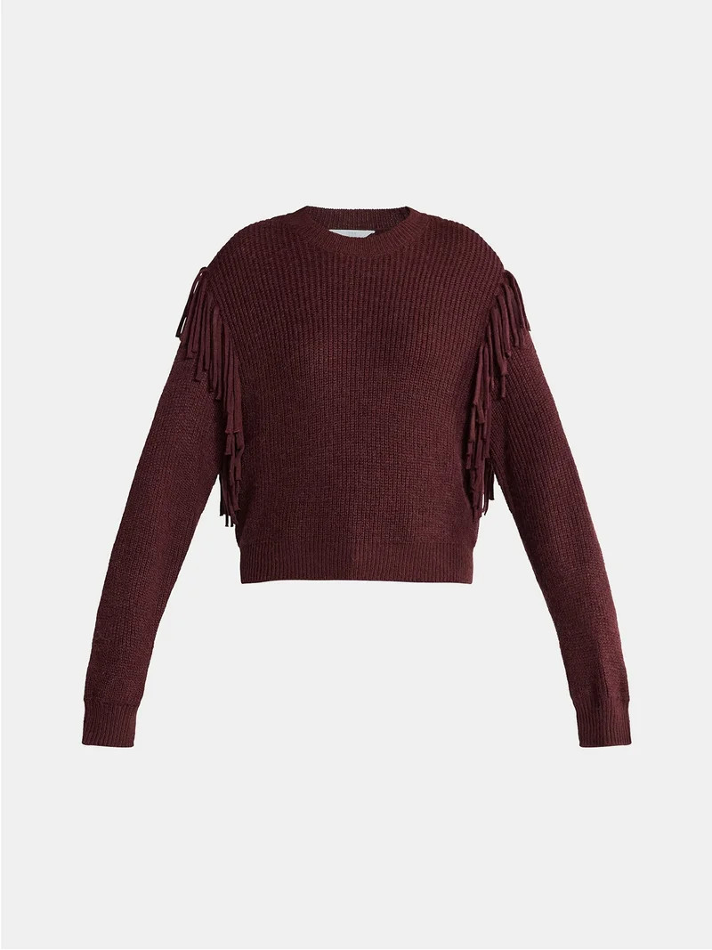 Time and Tru Women's Fringe Pullover Sweater, Midweight, Sizes XS-XXXL | Walmart (US)