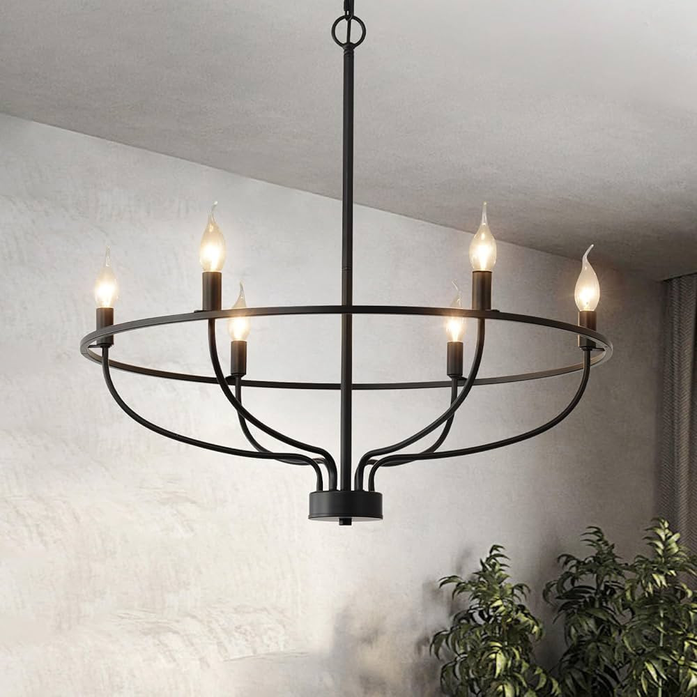 HHR 32 Inch 6-Light Farmhouse Foyer Chandelier Entryway High Ceiling, Candle Chandelier Light Fix... | Amazon (US)