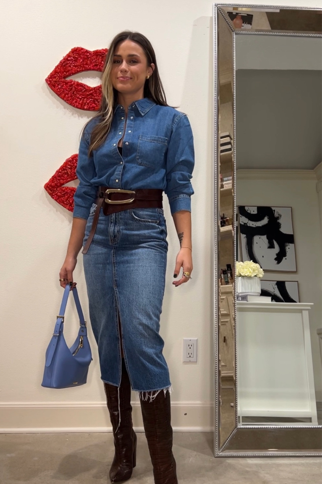 All denim outfit // fall outfit // denim skirt// Gigi New York // denim on denim 

#LTKshoecrush #LTKstyletip #LTKworkwear