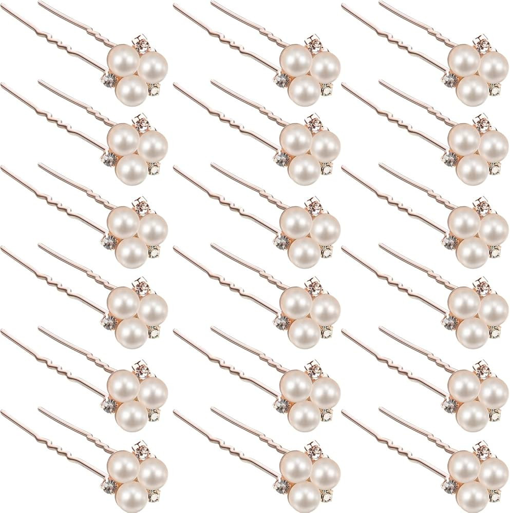 WILLBOND 18 Pcs Pearl Hair Pins Bridal Wedding Hair Accessories Crystal Bobby Pin for Brides Brid... | Amazon (US)