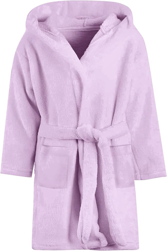 Umeyda Girls Fleece Hooded Robes, Warm Printed Bath Robe for Kids Soft Fuzzy Bathrobe for Gifts | Amazon (US)