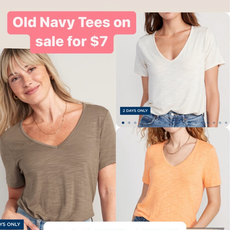Old navy tees on sale for $7 #tees #basic #oldnavy 

#LTKsalealert #LTKstyletip #LTKunder50