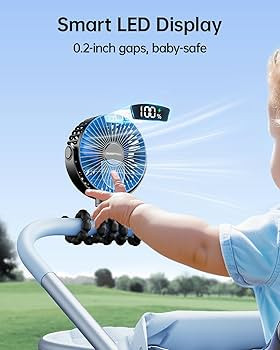 SWEETFULL Portable Stroller Fan with LED Display, 4 Speed Rechargeable Mini Clip On Fan, 360° Ro... | Amazon (US)
