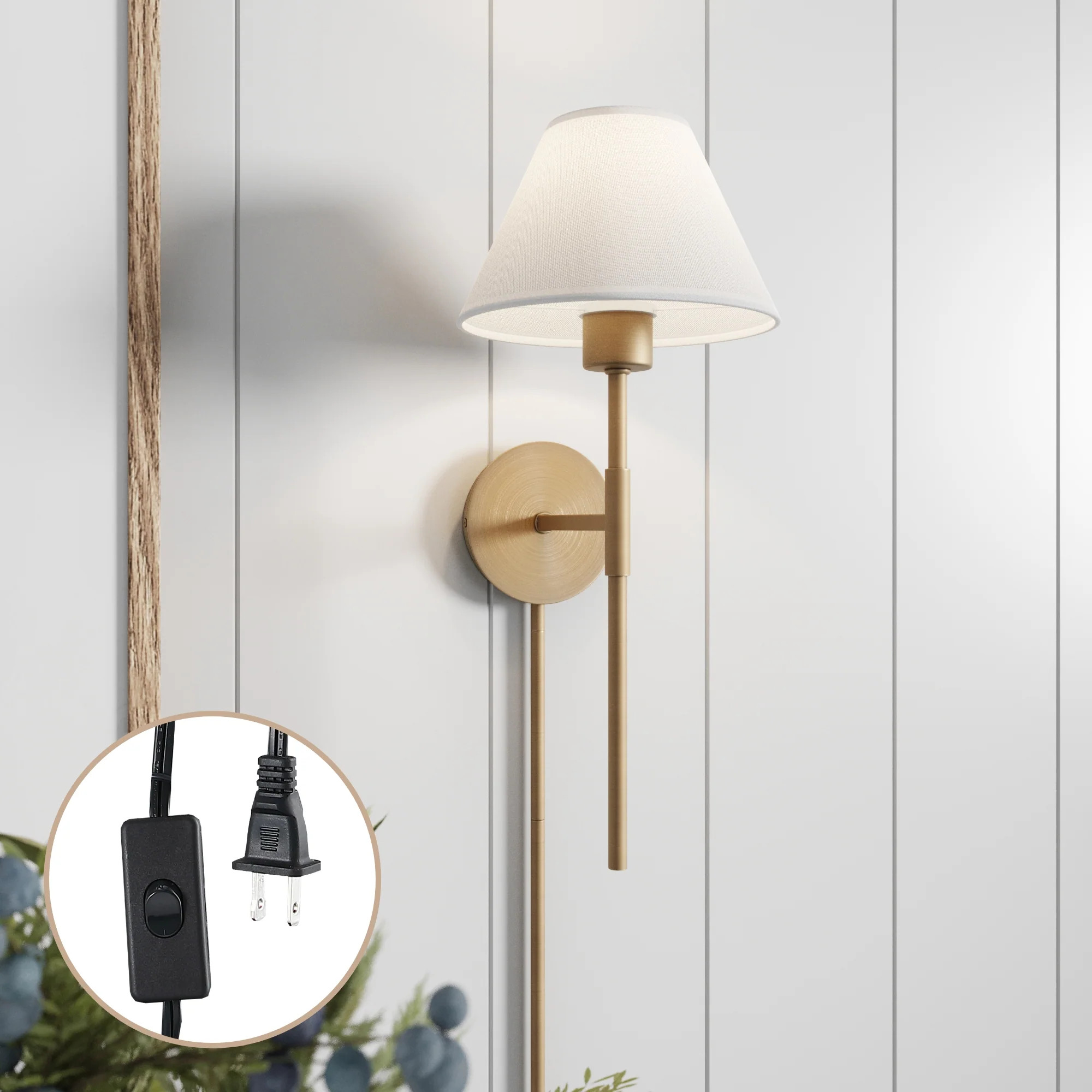 Plug-in Cotton Shade Wall Light | Nathan James