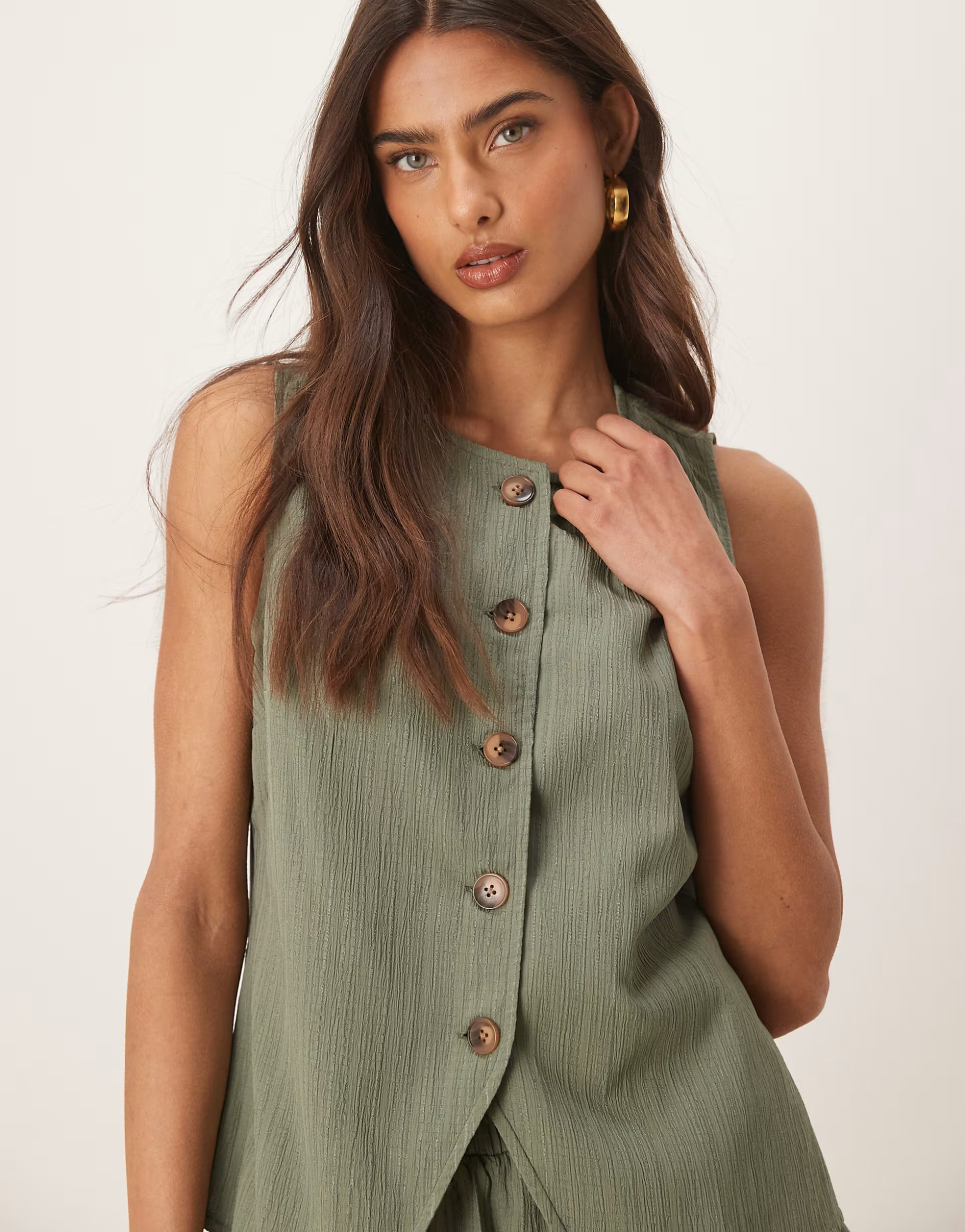 ASOS DESIGN crinkle top co-ord in olive | ASOS | ASOS (Global)