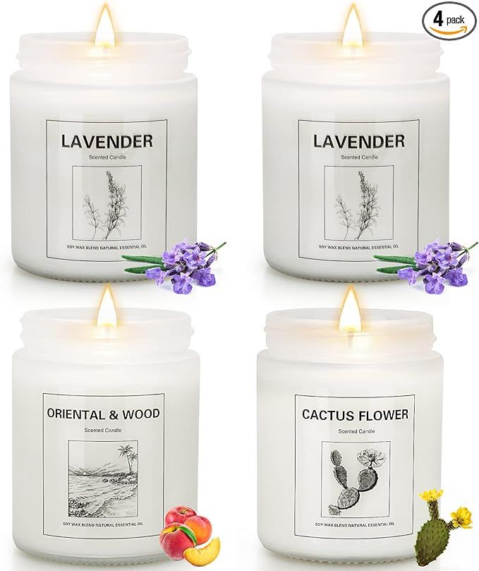 4 Pack Candles for Home Scented, Lavender Candles Set, Aromatherapy Jar Candles for Home, 28 oz 2... | Amazon (US)