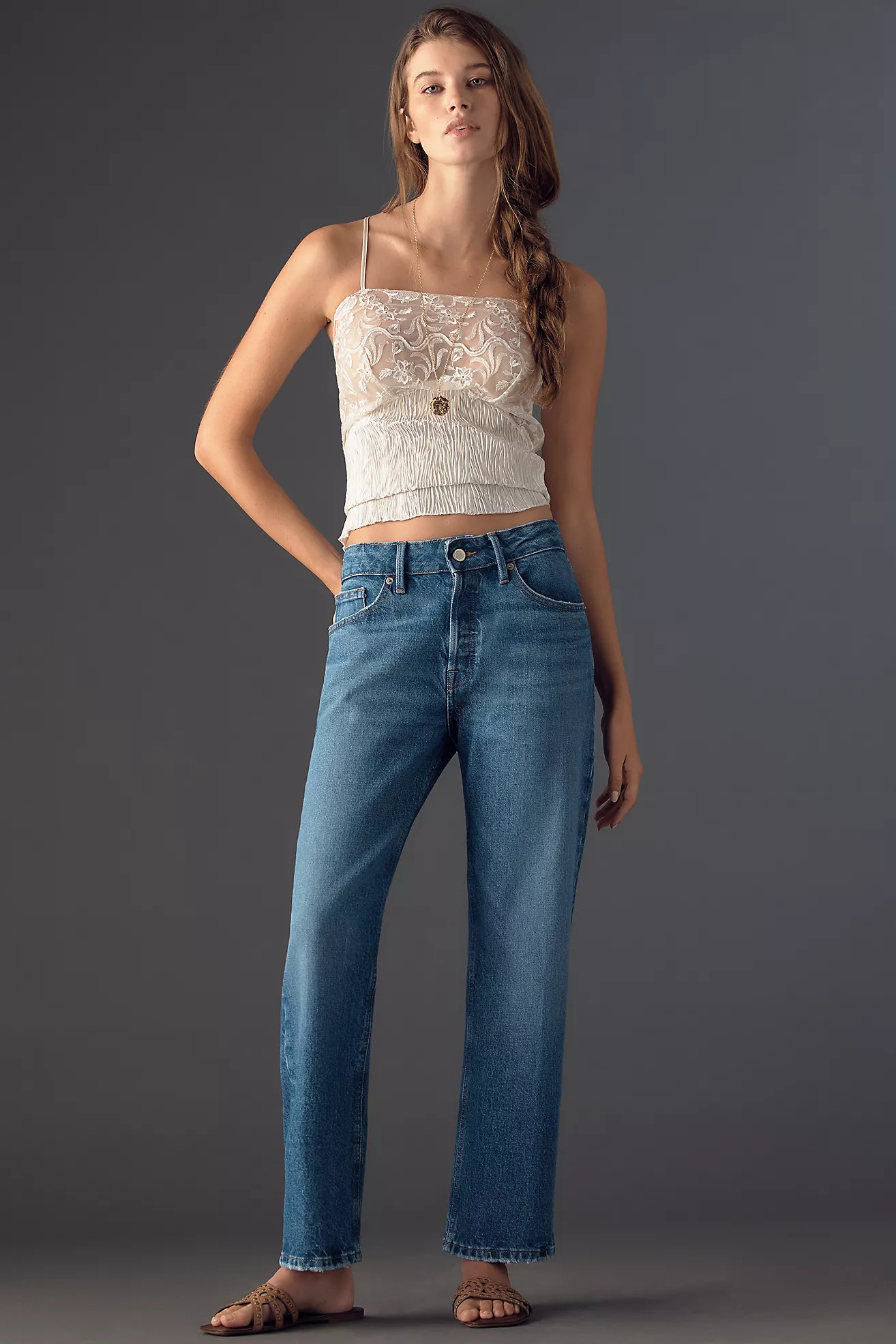 Good American Good Vintage Straight Mid-Rise Straight-Leg Jeans | Anthropologie (US)