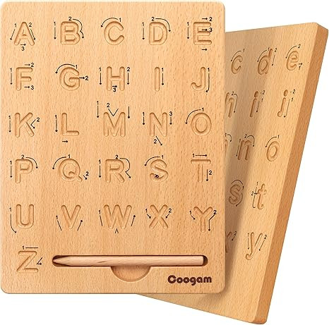 Coogam Wooden Letters Practicing Board, Double-Sided Alphabet Tracing Tool Learning to Write ABC ... | Amazon (US)